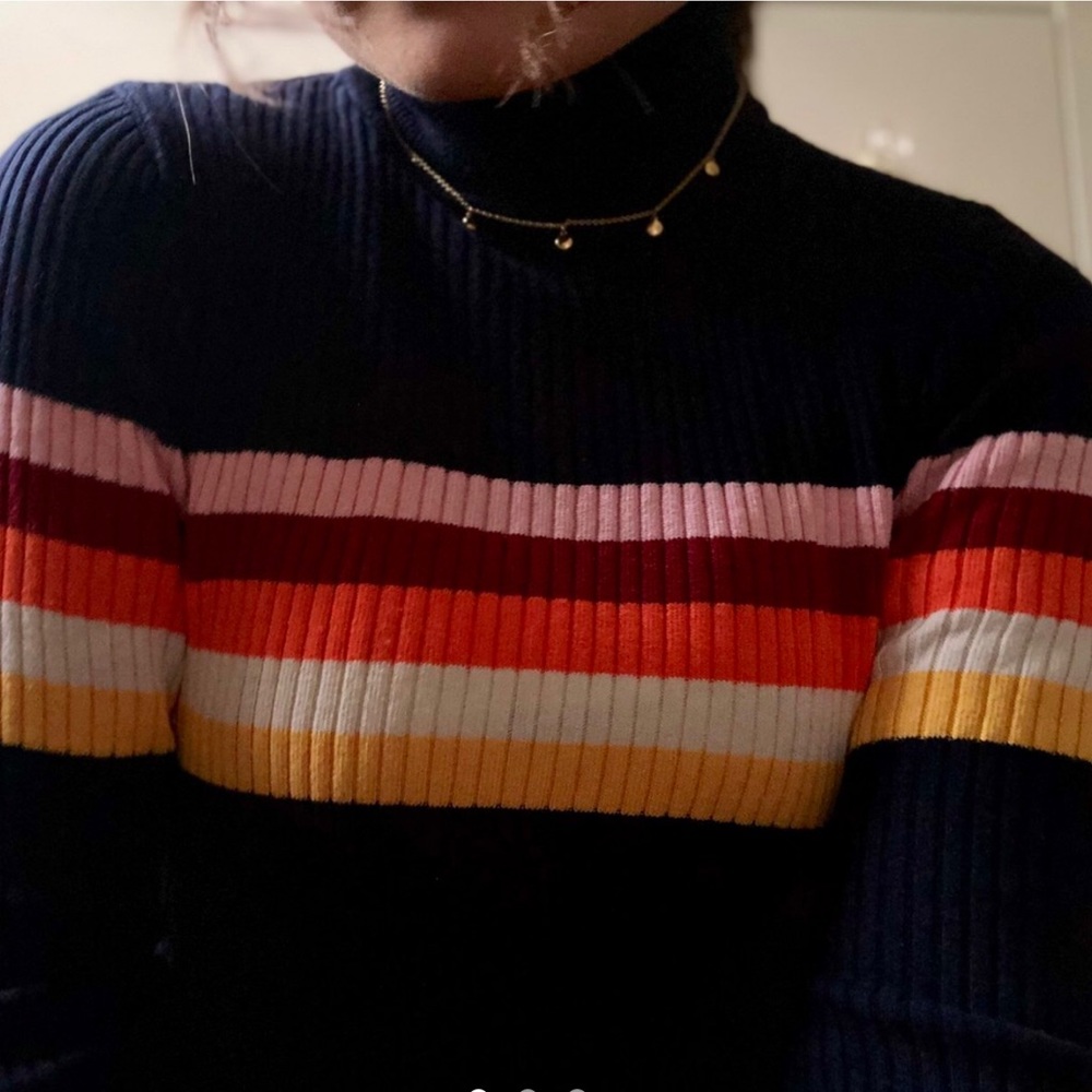 Urban Outfitters Striped Cropped Turtleneck